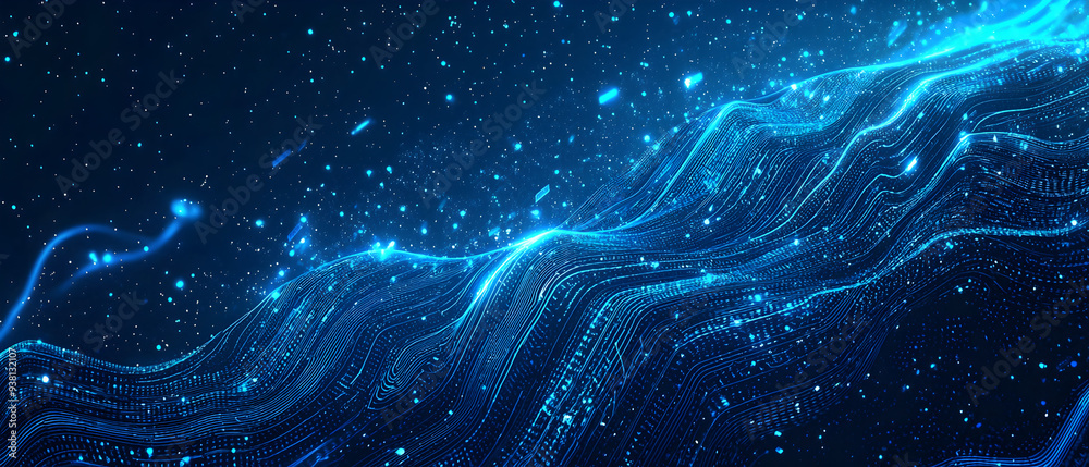 Wall mural a flat vector illustration of a coding concept, deep blue theme, technology background, code snippet