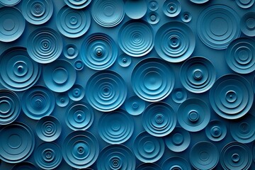 Abstract background made of numerous blue circles and concentric rings