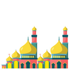 Flat illustration of mosque icon for web design. Illustration of a magnificent colorful mosque. Suitable for religious design purposes in poster elements, banners, greeting cards