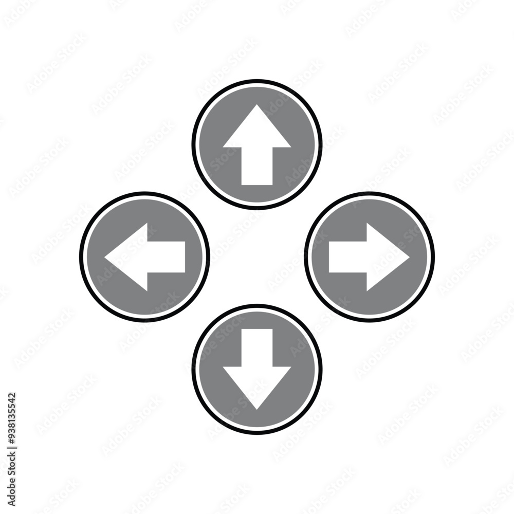 Poster Arrow navigation icon. Arrow sign. Direction symbol. Flat design style pictogram isolated on white. Editable resources graphic element design. Application and technology UI themes