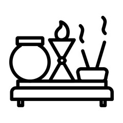 Puja Room Vector Line Icon Design