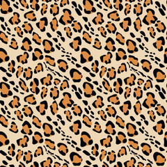 Leopard skin seamless pattern. Vector texture background. Classic trendy print. Design for home textiles, interiors, linens, cotton fabric, wrapping paper.