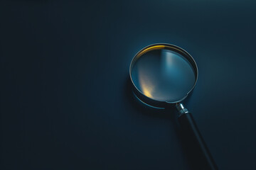 Magnifying Glass on Dark Blue Background