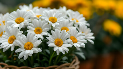 Obraz premium Bunch White And Yellow Flowers Field