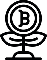 Minimalist illustration featuring a bitcoin growing like a plant, symbolizing the potential for long term growth in cryptocurrency investments