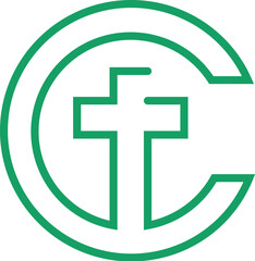 Obraz premium CT with Christian Cross Logo design