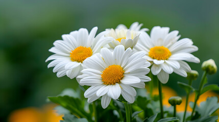 Fototapeta premium Bunch White And Yellow Flowers Field