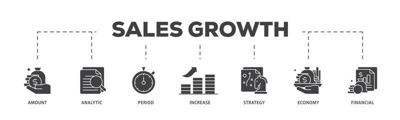 Sales growth icon infographic illustration concept with icon of financial, increase, economy, strategy, period, analytic, amount icon png and easy to edit 