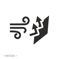anti weather material properties icon, wind protection, cold proof, barrier fabric, flat vector illustration