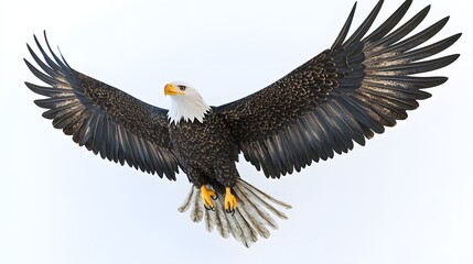 Fototapeta premium 42. **A 3D render of a ceramic tile art depicting a majestic eagle soaring with detailed wing patterns, isolated on a white background