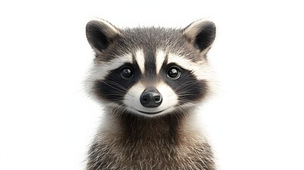 Fototapeta premium 43. **A detailed 3D render of a ceramic tile art showcasing a charming raccoon with playful patterns and textures, isolated on a white background