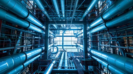 The structural framework supporting turbines in a gas power plant