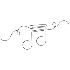 Music  single line art, continuous one line drawing of  Isolated outline vector art
