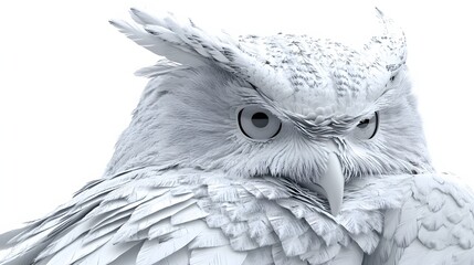 Fototapeta premium 34. **A 3D render of a ceramic tile art featuring a majestic owl with detailed feather patterns and textures, isolated on a white background