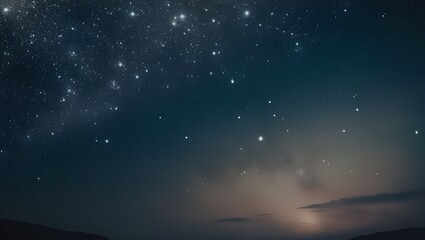 Ethereal dark sky brimming with minuscule stars - A mystical night scene where the dark sky is densely packed with countless tiny stars, each one glimmering faintly, as if dancing across the universe.