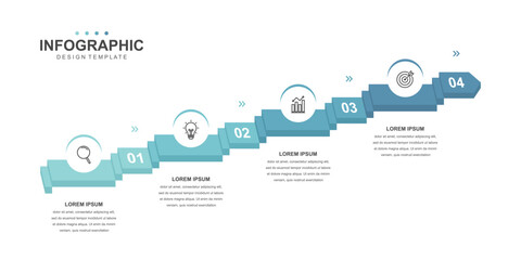 infographic elements template, business concept with 4 steps and icon, web design, Creative, vector, illustration.