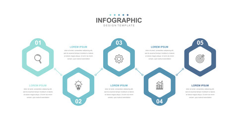 Infographic Illustration design template with icons and 5 options, workflow layout, icons, diagram, report, web design. Creative, vector, illustration