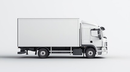 Minimalist urban delivery truck with an empty side, offering a versatile template for commercial advertisement or branding ideas