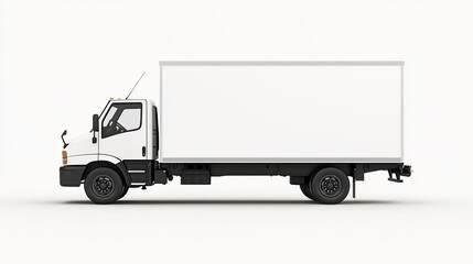 Minimalist urban delivery truck with an empty side, offering a versatile template for commercial advertisement or branding ideas