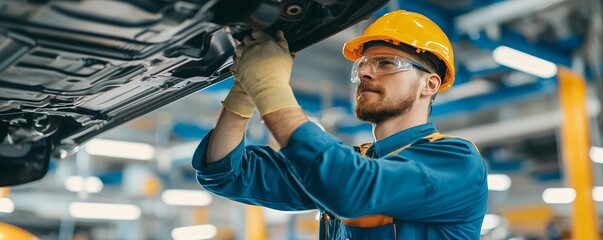 Skilled auto technician working underneath a car, representing the meticulous and hands-on nature of automotive repair