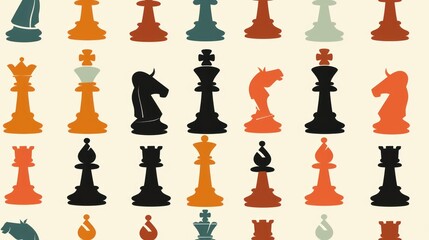 Colorful Chess Pieces Pattern