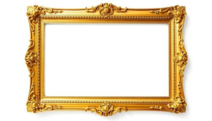 A gold picture frame isolated on a white background