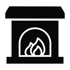 Fire hearth, fireplace, fire mantel icon