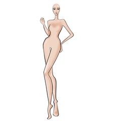 Fashion templates. Croquis. Pattern for drawing.A figure of a woman on a white background.

