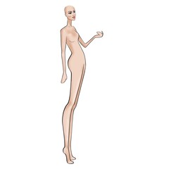 Fashion templates. Croquis. Pattern for drawing.A figure of a woman on a white background.
