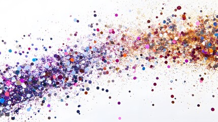 Glitter Explosion: A burst of glitter particles in various colors, shimmering as they spread out against a white background.
