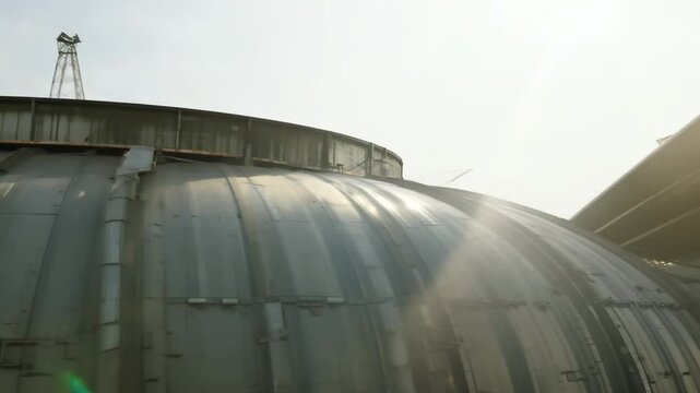 Oil storage tanks. Important infrastructure for oil and gas activities. A storage tank is a place where oil is received and stored at a fuel terminal. Storage of strategic reserves of fuel and