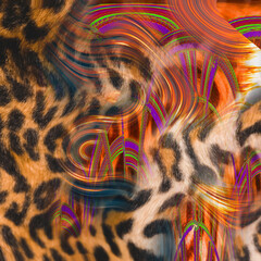 Colorful fashion print leopard designs.Fabric fashion pattern.Wave textile print design,illustration.Fractal colorful pattern.Print pattern illustration.New season fabric print.Textile fashion pattern