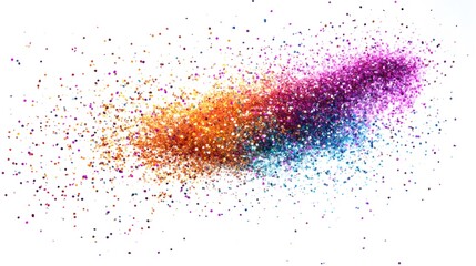 Glitter Explosion: A burst of glitter particles in various colors, shimmering as they spread out against a white background.
