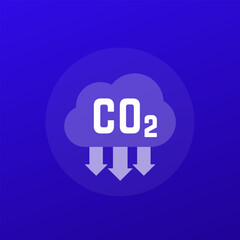 carbon emissions reduction icon, reducing co2 footprint, transparent vector design