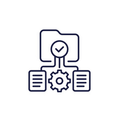 data management icon, manage documents line vector