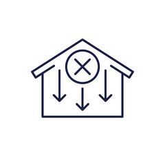 decommissioning line icon with a house