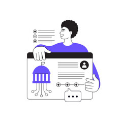 Digital government illustration with a woman, e-gov online platform vector