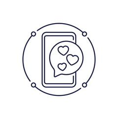 positive feedback line icon with phone