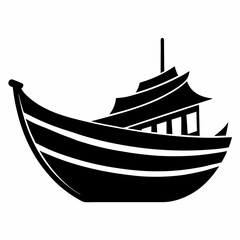 Raw boat black silhouette