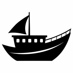 Raw boat black silhouette