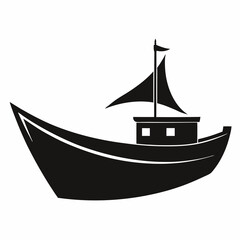 Raw boat black silhouette