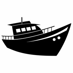 Raw boat black silhouette