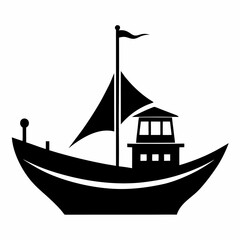 Raw boat black silhouette