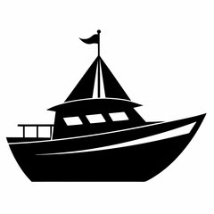Raw boat black silhouette