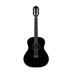 Obraz premium Black and white illustration of an acoustic guitar.