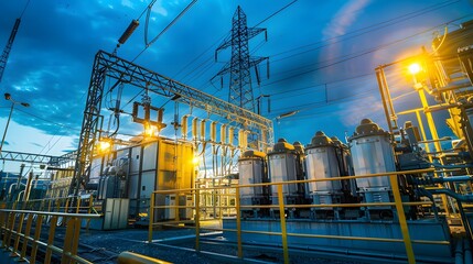 The power distribution network connected to generators in a gas power plant
