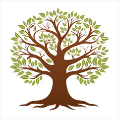 Vintage Tree of Life with Detailed Bark and Leaves
