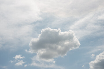 various feathery clouds on a blue sky in summer