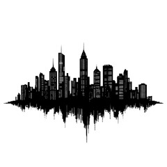 Fototapeta premium Abstract black and white cityscape silhouette with a unique design.