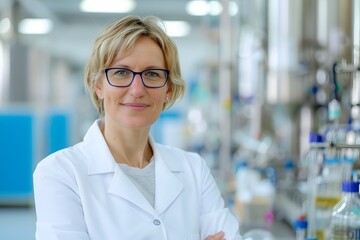 science and profession concept - happy smiling female scientist
